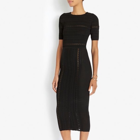 NWOT Elegant Ronny Kobo Black Knit Short Sleeve Dress - Picture 1 of 8